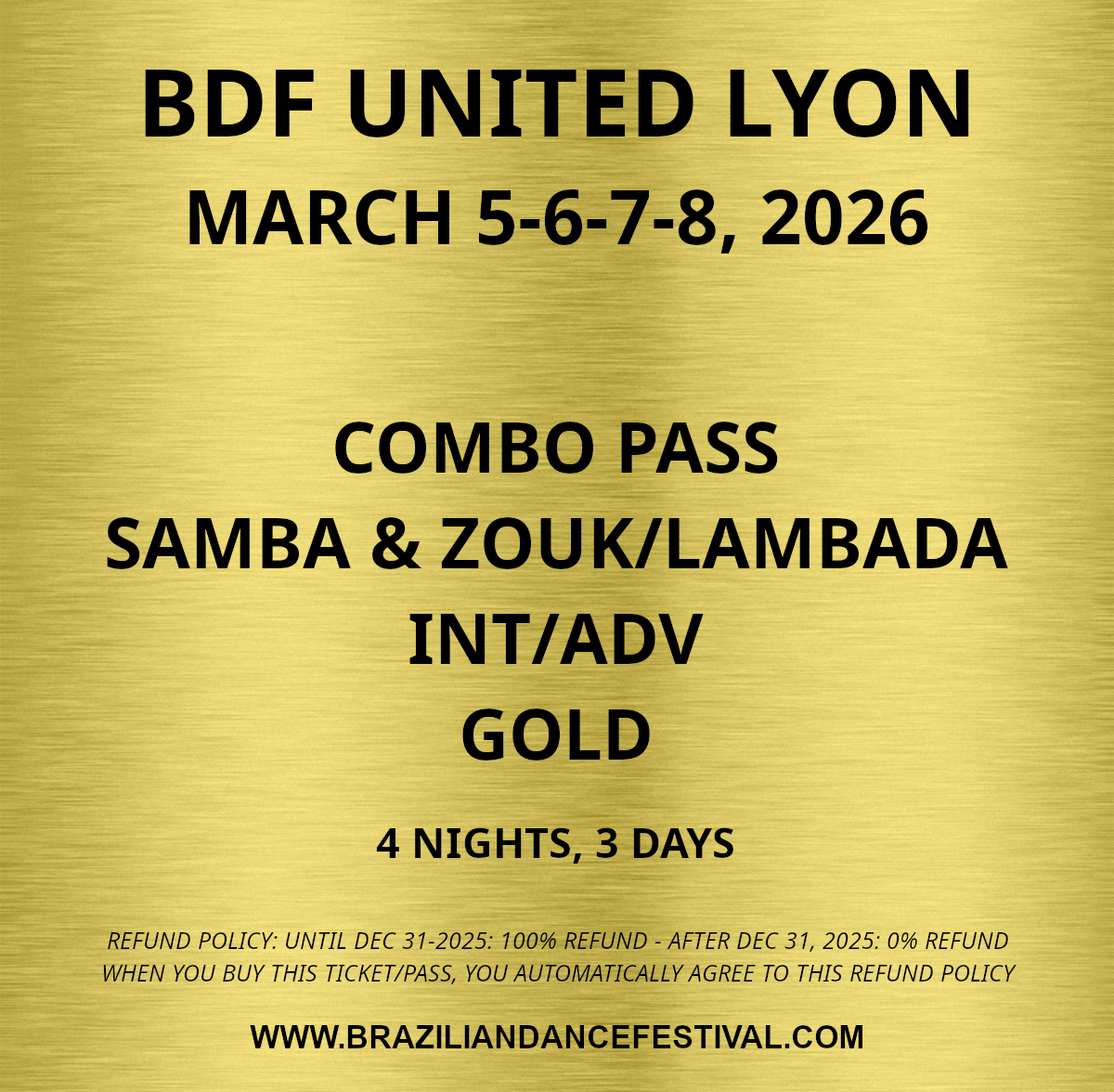 COMBO PASS SAMBA ZOUK/LAMBADA INT/ADV GOLD