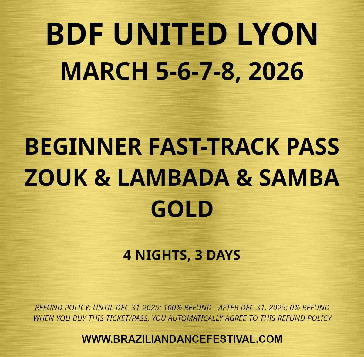 BEGINNERS FAST-TRACK ZOUK/LAMBADA/SAMBA GOLD (WITH BONUS DAYTIME PARTY)