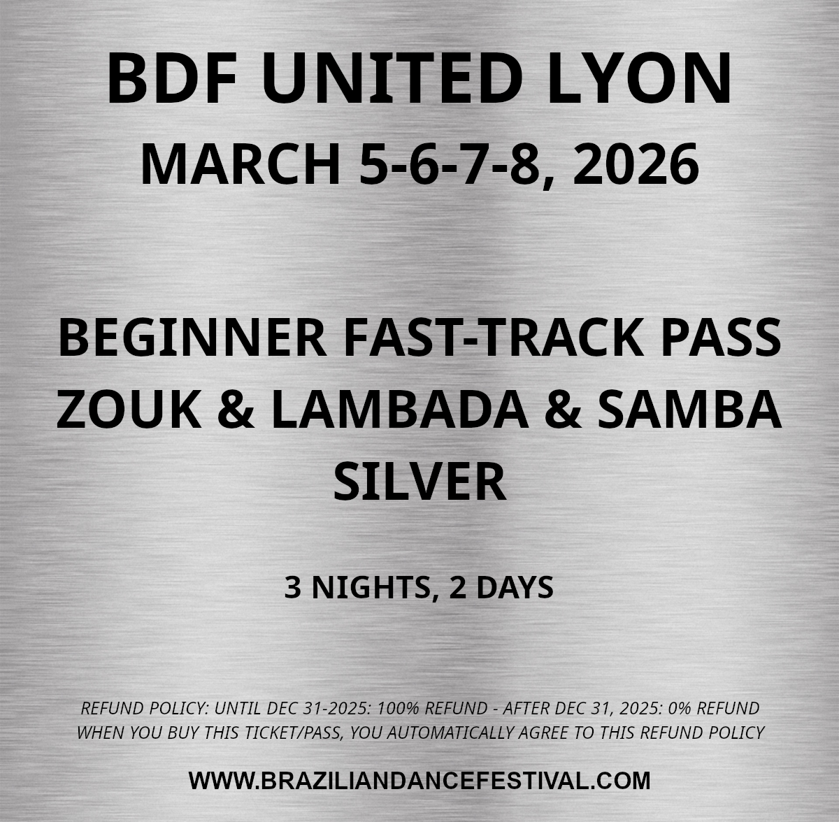 BEGINNERS FAST-TRACK ZOUK/LAMBADA/SAMBA SILVER (WITH BONUS DAYTIME PARTY)