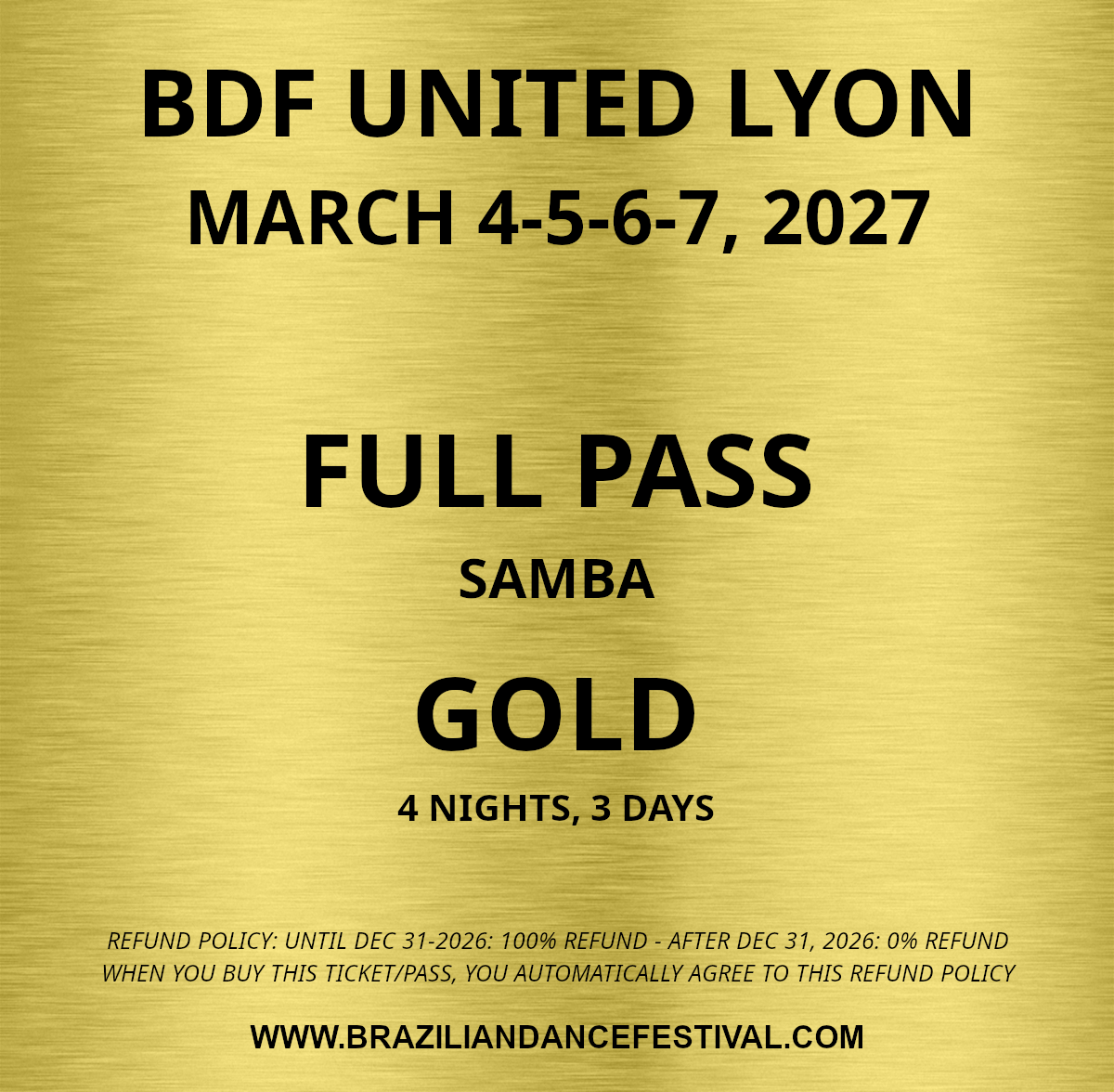 FULL PASS SAMBA INT/ADV GOLD 2027