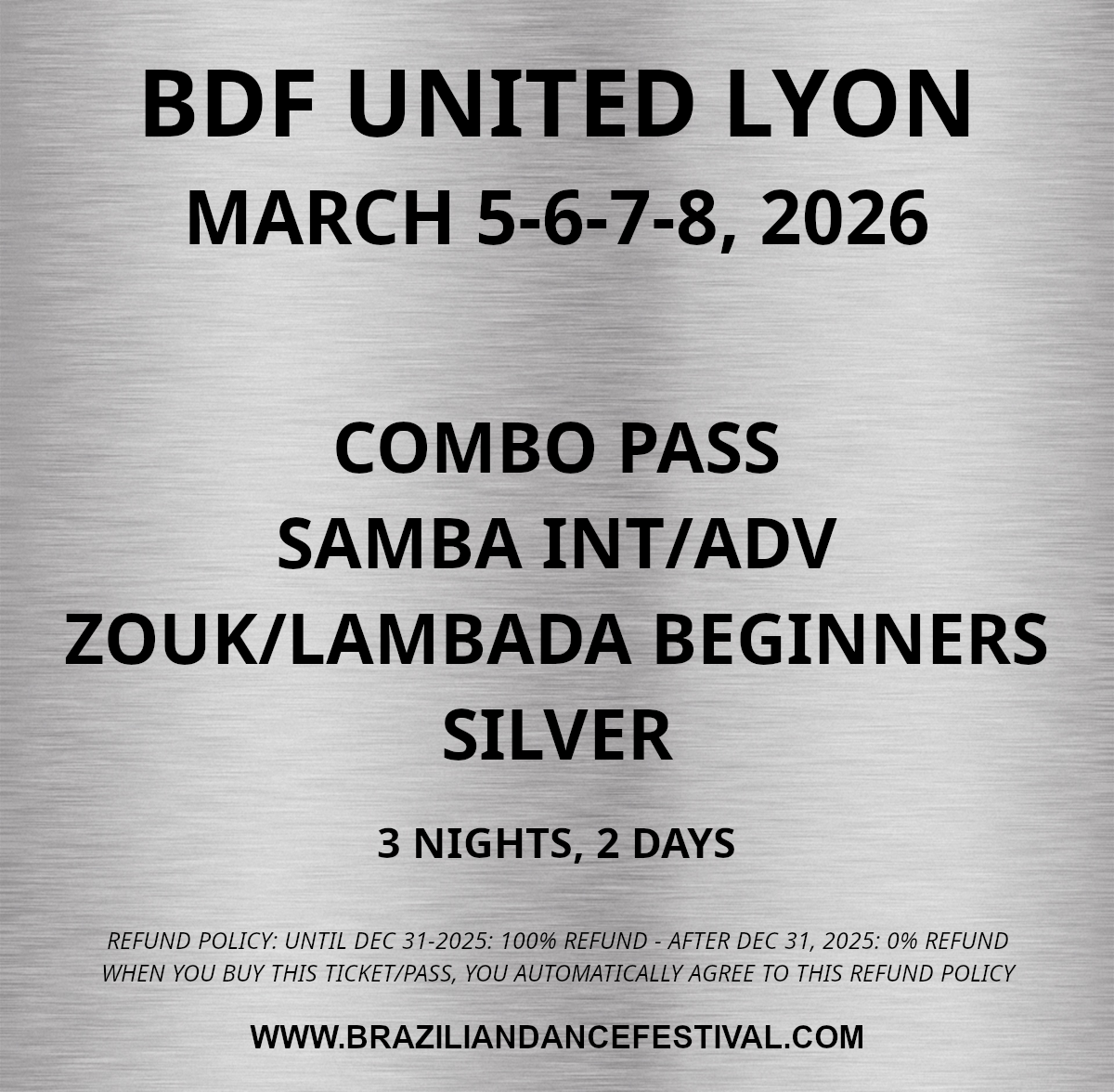 COMBO PASS INT/ADV SAMBA + ZOUK/LAMBADA BEGINNERS SILVER