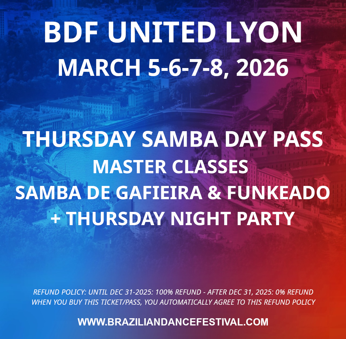 THURSDAY DAY PASS SAMBA MASTER CLASSES & NIGHT PARTY