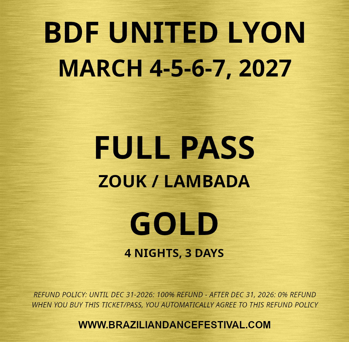 FULL PASS ZOUK LAMBADA INT/ADV GOLD 2027