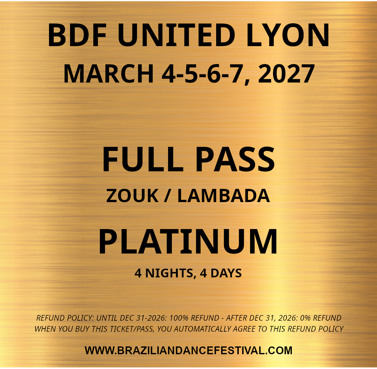 FULL PASS ZOUK LAMBADA INT/ADV PLATINUM 2027